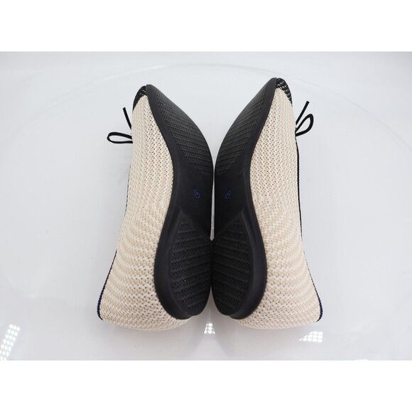 Rothy's Coco The Ballet Flat Cream Black Woven Bow Tie Flats Size 13 - Picture 7 of 12